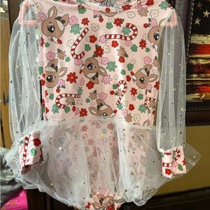 Reindeer Print Tutu Dress